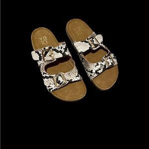 Yoki Snakeskin Pattern Sandals with Buckles